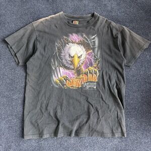 Vintage 90s 3D Emblem Shirt Mens XL Black Born Wild Eagle American Biker Tee